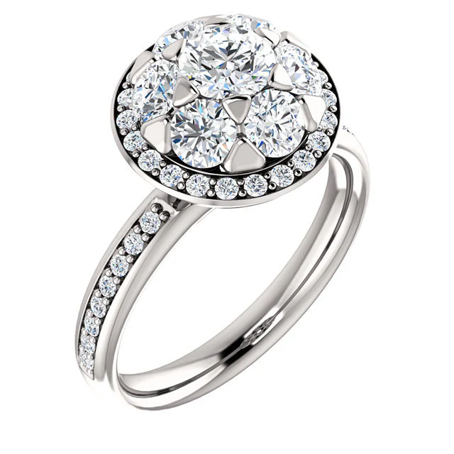 Cubic Zirconia Engagement Ring- The Janelle (Floral-Inspired Round Halo) - Image 8