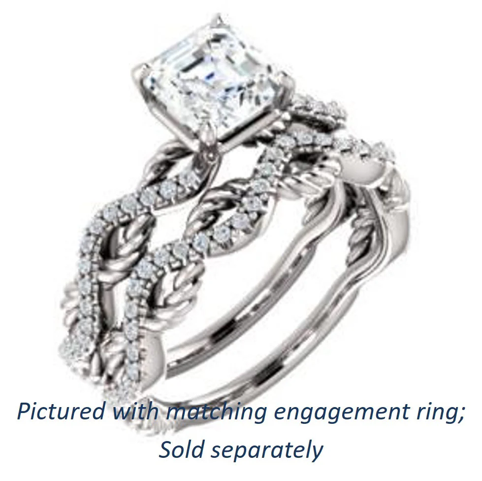 Cubic Zirconia Engagement Ring- The Janneth (Customizable Asscher Cut Design with Twisting Rope-Pavé Split Band) - Image 7