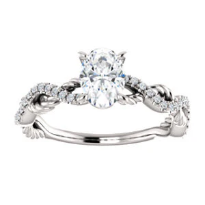Cubic Zirconia Engagement Ring- The Janneth (Customizable Oval Cut Design with Twisting Rope-Pavé Split Band) - Image 5