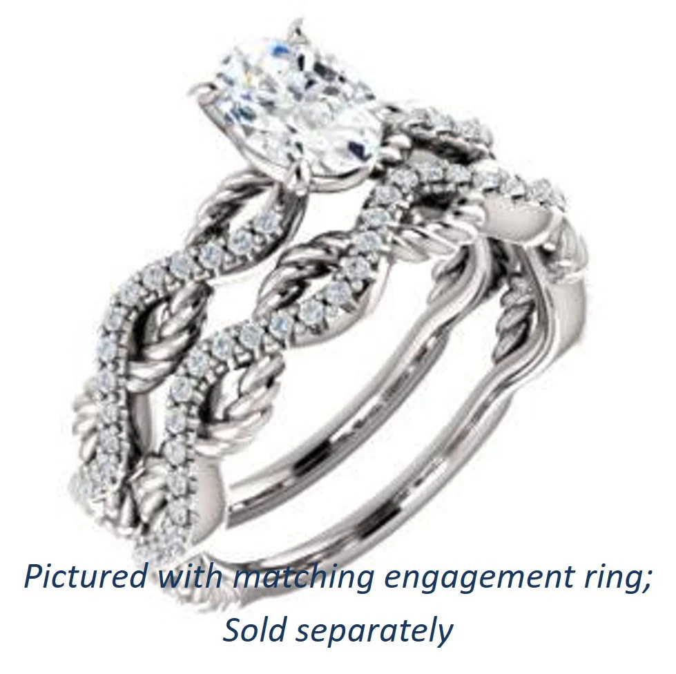 Cubic Zirconia Engagement Ring- The Janneth (Customizable Oval Cut Design with Twisting Rope-Pavé Split Band) - Image 7