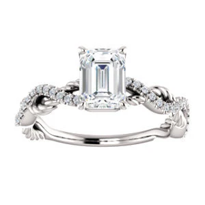 Cubic Zirconia Engagement Ring- The Janneth (Customizable Radiant Cut Design with Twisting Rope-Pavé Split Band) - Image 5