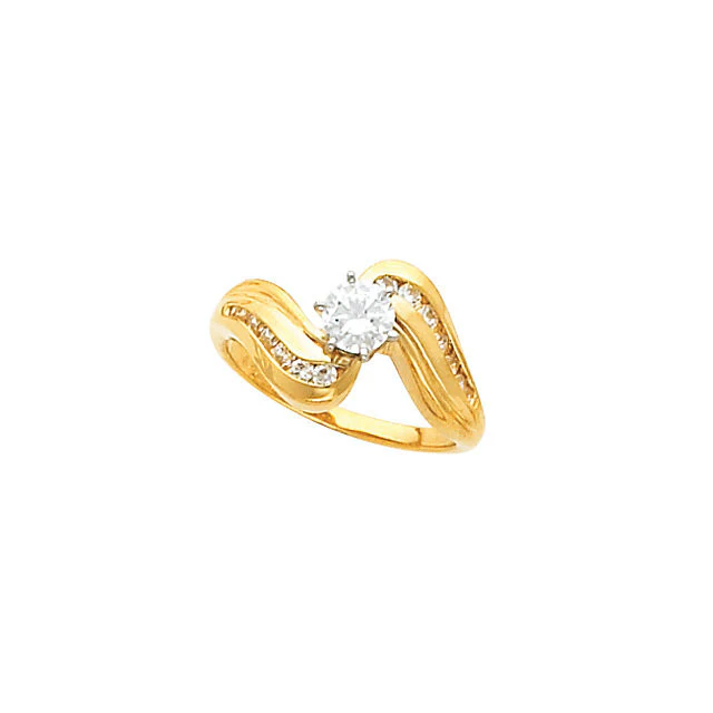 Cubic Zirconia Engagement Ring- The Jessica (0.5 CT Waves-Inspired Round Channel) - Image 3