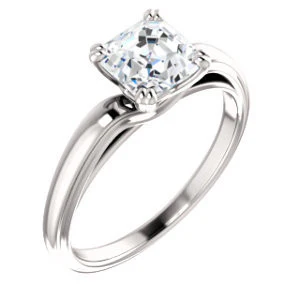 Cubic Zirconia Engagement Ring- The Jodee (Customizable Cathedral-set Asscher Cut Solitaire with Tapered Band) - Image 2