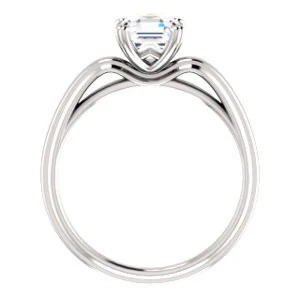 Cubic Zirconia Engagement Ring- The Jodee (Customizable Cathedral-set Asscher Cut Solitaire with Tapered Band) - Image 3