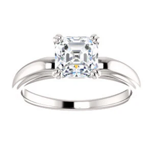 Cubic Zirconia Engagement Ring- The Jodee (Customizable Cathedral-set Asscher Cut Solitaire with Tapered Band) - Image 4