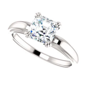 Cubic Zirconia Engagement Ring- The Jodee (Customizable Cathedral-set Asscher Cut Solitaire with Tapered Band) - Image 6