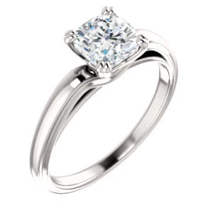 Cubic Zirconia Engagement Ring- The Jodee (Customizable Cathedral-set Cushion Cut Solitaire with Tapered Band) - Image 2