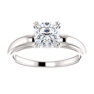 Cubic Zirconia Engagement Ring- The Jodee (Customizable Cathedral-set Cushion Cut Solitaire with Tapered Band) - Image 4
