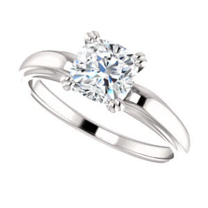 Cubic Zirconia Engagement Ring- The Jodee (Customizable Cathedral-set Cushion Cut Solitaire with Tapered Band) - Image 6