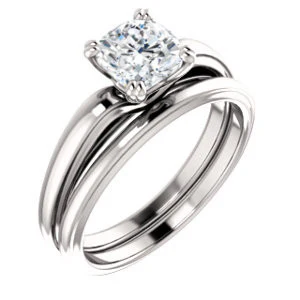 Cubic Zirconia Engagement Ring- The Jodee (Customizable Cathedral-set Cushion Cut Solitaire with Tapered Band) - Image 7