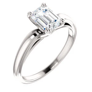 Cubic Zirconia Engagement Ring- The Jodee (Customizable Cathedral-set Emerald Cut Solitaire with Tapered Band) - Image 2