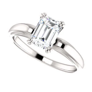 Cubic Zirconia Engagement Ring- The Jodee (Customizable Cathedral-set Emerald Cut Solitaire with Tapered Band) - Image 6
