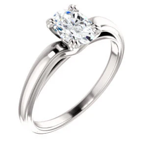 Cubic Zirconia Engagement Ring- The Jodee (Customizable Cathedral-set Oval Cut Solitaire with Tapered Band) - Image 2