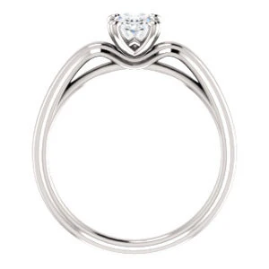 Cubic Zirconia Engagement Ring- The Jodee (Customizable Cathedral-set Oval Cut Solitaire with Tapered Band) - Image 3