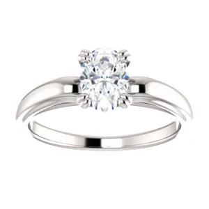 Cubic Zirconia Engagement Ring- The Jodee (Customizable Cathedral-set Oval Cut Solitaire with Tapered Band) - Image 4