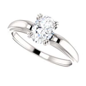 Cubic Zirconia Engagement Ring- The Jodee (Customizable Cathedral-set Oval Cut Solitaire with Tapered Band) - Image 6