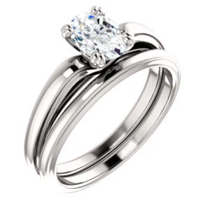Cubic Zirconia Engagement Ring- The Jodee (Customizable Cathedral-set Oval Cut Solitaire with Tapered Band) - Image 7