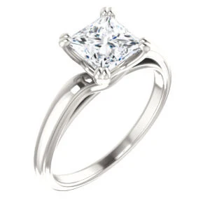 Cubic Zirconia Engagement Ring- The Jodee (Customizable Cathedral-set Princess Cut Solitaire with Tapered Band) - Image 2