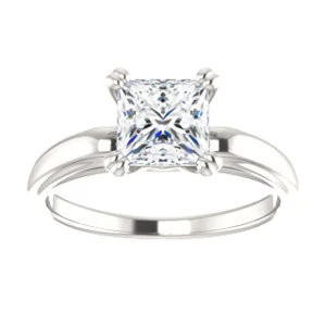 Cubic Zirconia Engagement Ring- The Jodee (Customizable Cathedral-set Princess Cut Solitaire with Tapered Band) - Image 4