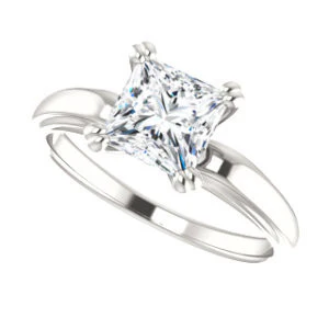 Cubic Zirconia Engagement Ring- The Jodee (Customizable Cathedral-set Princess Cut Solitaire with Tapered Band) - Image 6