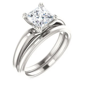 Cubic Zirconia Engagement Ring- The Jodee (Customizable Cathedral-set Princess Cut Solitaire with Tapered Band) - Image 7