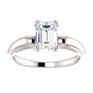 Cubic Zirconia Engagement Ring- The Jodee (Customizable Cathedral-set Radiant Cut Solitaire with Tapered Band) - Image 4