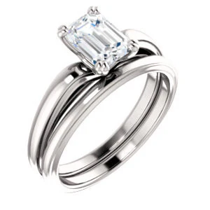 Cubic Zirconia Engagement Ring- The Jodee (Customizable Cathedral-set Radiant Cut Solitaire with Tapered Band) - Image 7