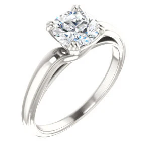 Cubic Zirconia Engagement Ring- The Jodee (Customizable Cathedral-set Round Cut Solitaire with Tapered Band) - Image 2
