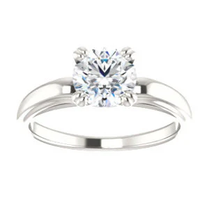 Cubic Zirconia Engagement Ring- The Jodee (Customizable Cathedral-set Round Cut Solitaire with Tapered Band) - Image 4