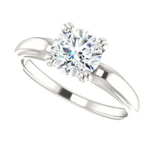 Cubic Zirconia Engagement Ring- The Jodee (Customizable Cathedral-set Round Cut Solitaire with Tapered Band) - Image 6