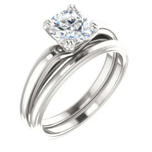 Cubic Zirconia Engagement Ring- The Jodee (Customizable Cathedral-set Round Cut Solitaire with Tapered Band) - Image 7