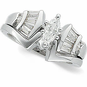 Cubic Zirconia Engagement Ring- The Josephine (11-stone Crown-inspired Baguette Channel with Wide Band) - Image 4
