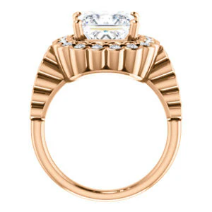 Cubic Zirconia Engagement Ring- The Journie (Customizable Princess Cut Design with Round-Bezel Cluster Halo and Round Bezel Band Accents) - Image 9