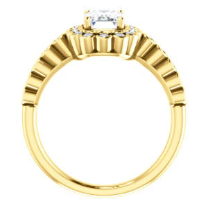 Cubic Zirconia Engagement Ring- The Journie (Customizable Radiant Cut Design with Round-Bezel Cluster Halo and Round Bezel Band Accents) - Image 3
