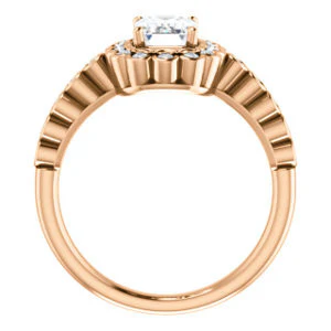 Cubic Zirconia Engagement Ring- The Journie (Customizable Radiant Cut Design with Round-Bezel Cluster Halo and Round Bezel Band Accents) - Image 9