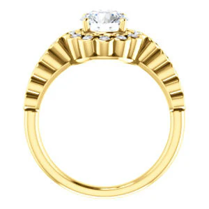 Cubic Zirconia Engagement Ring- The Journie (Customizable Round Cut Design with Round-Bezel Cluster Halo and Round Bezel Band Accents) - Image 3