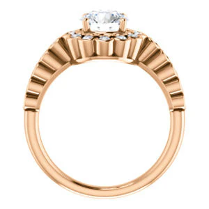 Cubic Zirconia Engagement Ring- The Journie (Customizable Round Cut Design with Round-Bezel Cluster Halo and Round Bezel Band Accents) - Image 9