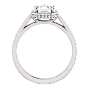 Cubic Zirconia Engagement Ring- The Juana (Customizable Cathedral-raised Asscher Cut Design with Halo Accents and Under-Halo Style) - Image 3