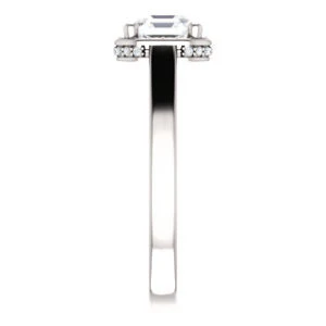 Cubic Zirconia Engagement Ring- The Juana (Customizable Cathedral-raised Asscher Cut Design with Halo Accents and Under-Halo Style) - Image 5