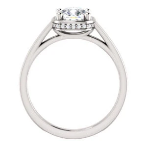 Cubic Zirconia Engagement Ring- The Juana (Customizable Cathedral-raised Cushion Cut Design with Halo Accents and Under-Halo Style) - Image 3