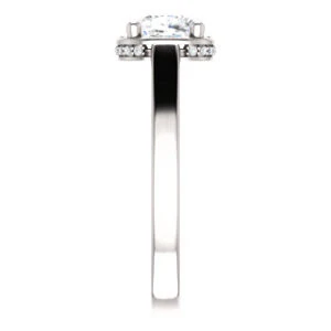 Cubic Zirconia Engagement Ring- The Juana (Customizable Cathedral-raised Cushion Cut Design with Halo Accents and Under-Halo Style) - Image 5