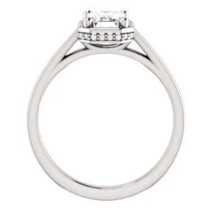 Cubic Zirconia Engagement Ring- The Juana (Customizable Cathedral-raised Emerald Cut Design with Halo Accents and Under-Halo Style) - Image 3