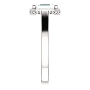 Cubic Zirconia Engagement Ring- The Juana (Customizable Cathedral-raised Emerald Cut Design with Halo Accents and Under-Halo Style) - Image 5
