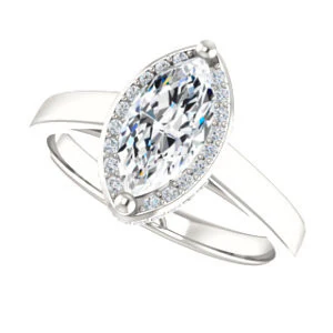 Cubic Zirconia Engagement Ring- The Juana (Customizable Cathedral-raised Marquise Cut Design with Halo Accents and Under-Halo Style) - Image 6