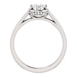 Cubic Zirconia Engagement Ring- The Juana (Customizable Cathedral-raised Oval Cut Design with Halo Accents and Under-Halo Style) - Image 3