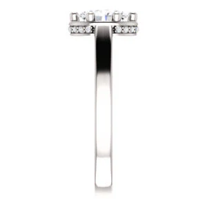 Cubic Zirconia Engagement Ring- The Juana (Customizable Cathedral-raised Oval Cut Design with Halo Accents and Under-Halo Style) - Image 5
