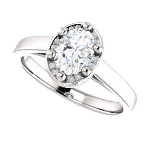 Cubic Zirconia Engagement Ring- The Juana (Customizable Cathedral-raised Oval Cut Design with Halo Accents and Under-Halo Style) - Image 6