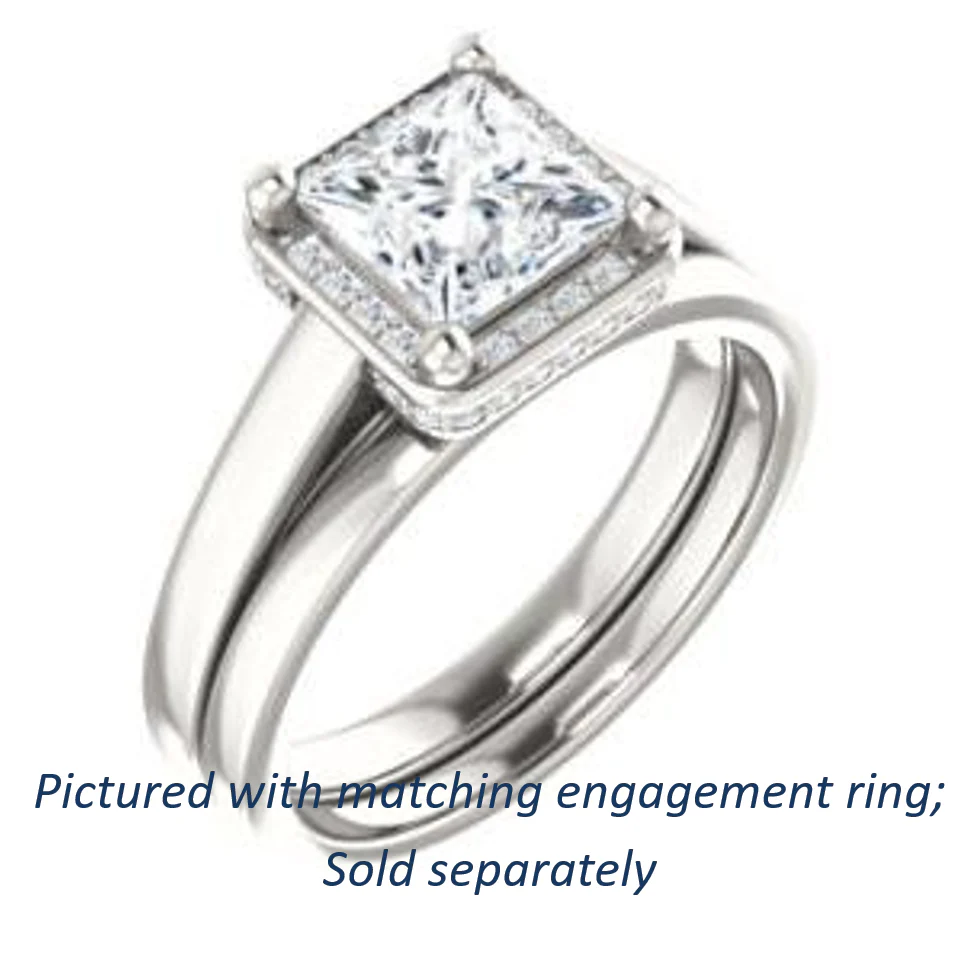 Cubic Zirconia Engagement Ring- The Juana (Customizable Cathedral-raised Princess Cut Design with Halo Accents and Under-Halo Style) - Image 7