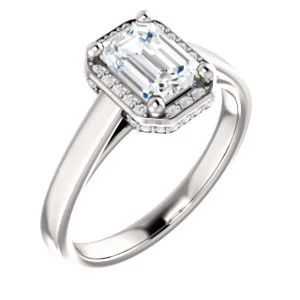 Cubic Zirconia Engagement Ring- The Juana (Customizable Cathedral-raised Radiant Cut Design with Halo Accents and Under-Halo Style) - Image 2