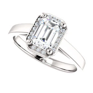 Cubic Zirconia Engagement Ring- The Juana (Customizable Cathedral-raised Radiant Cut Design with Halo Accents and Under-Halo Style) - Image 6